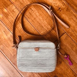 Fossil Striped Crossbody Bag with Pink Key
